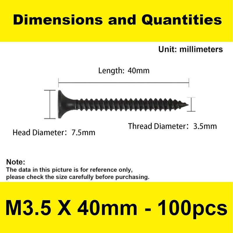 LERNOU #6 x 1-5/8'' Outdoor Wood Screws, Phillips Flat Head Long Screws, Self-Tapping Countersunk Screws, Quick Self-Tapping Deck Screw for Various Woodworking Repairs and DIY Projects (100 pcs) - Image 2
